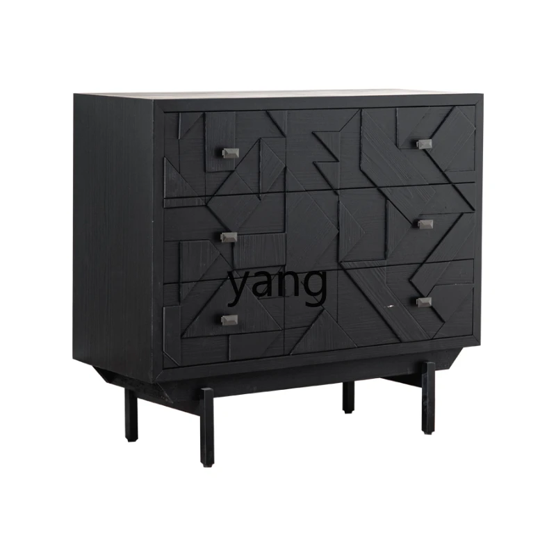 

Yhl Silent Wind Black Carved Living Room Entrance Locker Sideboard Showcase Cabinet