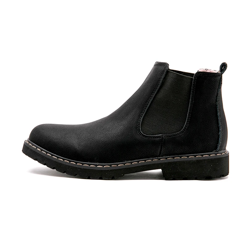 Men Chelsea Boots Leather Plush Fur Big Size 37-47