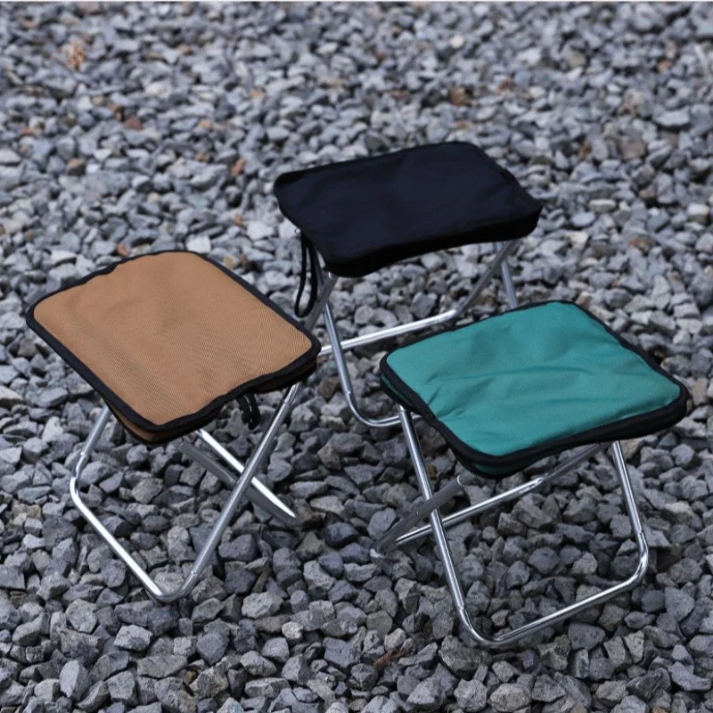 Mini Outdoor Portable Seat Beach Chairs Lightweight Camping Stool Folding Fishing Chair with Carry Bag Aluminum Alloy Picnic BBQ