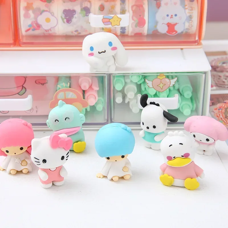Sanrio Eraser 12pcs Hello Kitty Detachable Assembly Gift Box Eraser Student Holiday Prizes Small Gifts pencil eraser