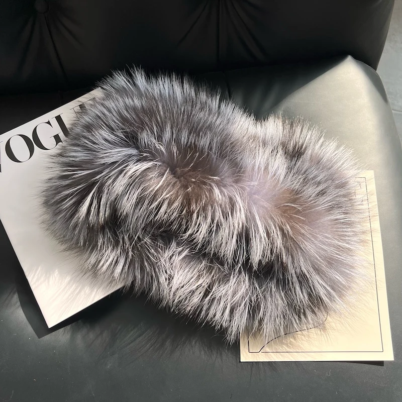Luxury Women Winter Real Fur Scarf Warm Fox Fur Headband Ring Natural Fox Fur Scarves Fashion Lady Natural Fur Mufflers 5