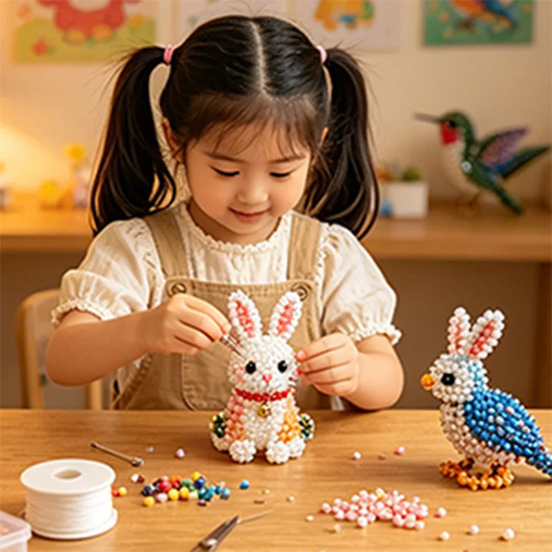 Colorful DIY 3D Beaded Animal Craft Kit - Creative Art and Party Decoration Supplies