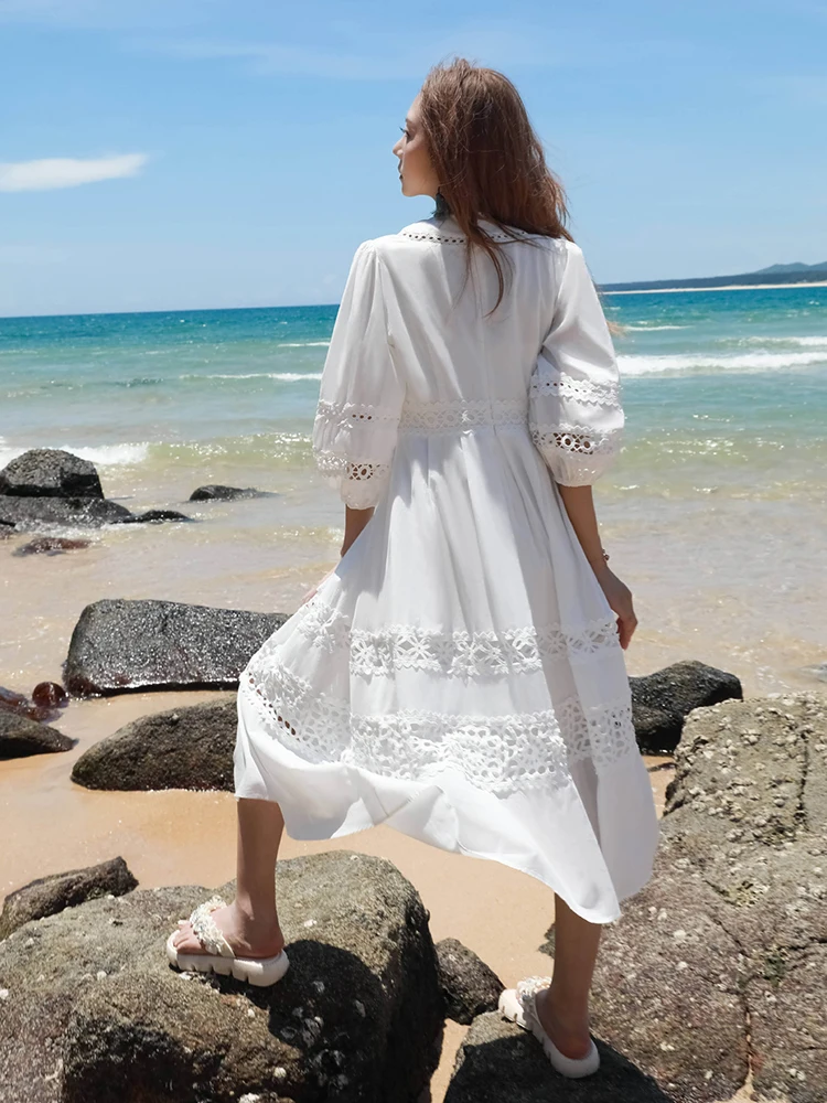 Abito Estivo Corto Da Donna – Scollo A V, Senza Maniche, Canotta, In Poliestere Leggero – Per Spiaggia, Mare, Tempo Libero, Taglio Al Ginocchio