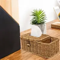 Large Size Woven Storage Box Tissue Holder Natural Paper Container Napkin Box Home Kitchen Bathroom ganization Housewares 2