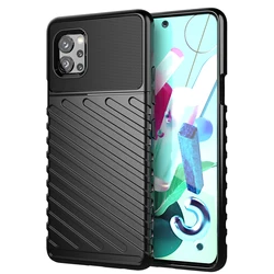 Luxury Shockproof Silicone Phone Case Cover for LG Q92 (Black)