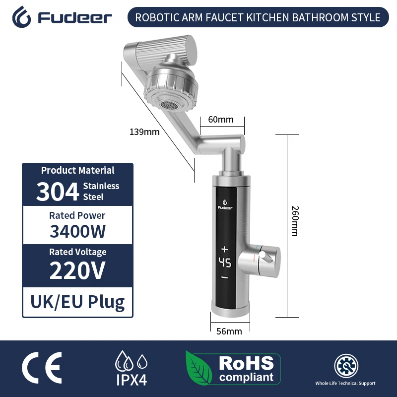 Fudeer 3400 واط 220 فولت سخان مياه المطبخ الكهربائ...