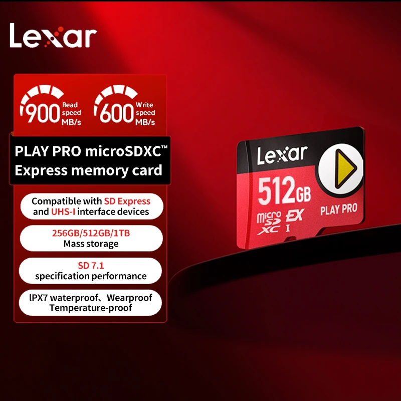 렉사 플레이 프로 마이크로 SD 카드 256GB 512GB 1TB 최대 900MB/s V30 U3 C10 익스프레스 메모리 카드 (스위치, 태블릿용) TF 카드 맥스 프리미엄 8K