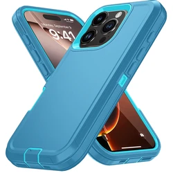 Ultimate Shockproof Defender Phone Case - Enhanced Protection and Sleek Design - iPhone 15 (Sky blue - Blue)