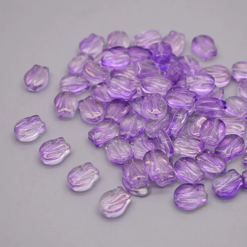 30pcs 9mm Multicolor Glass Tulip Flower Beads
