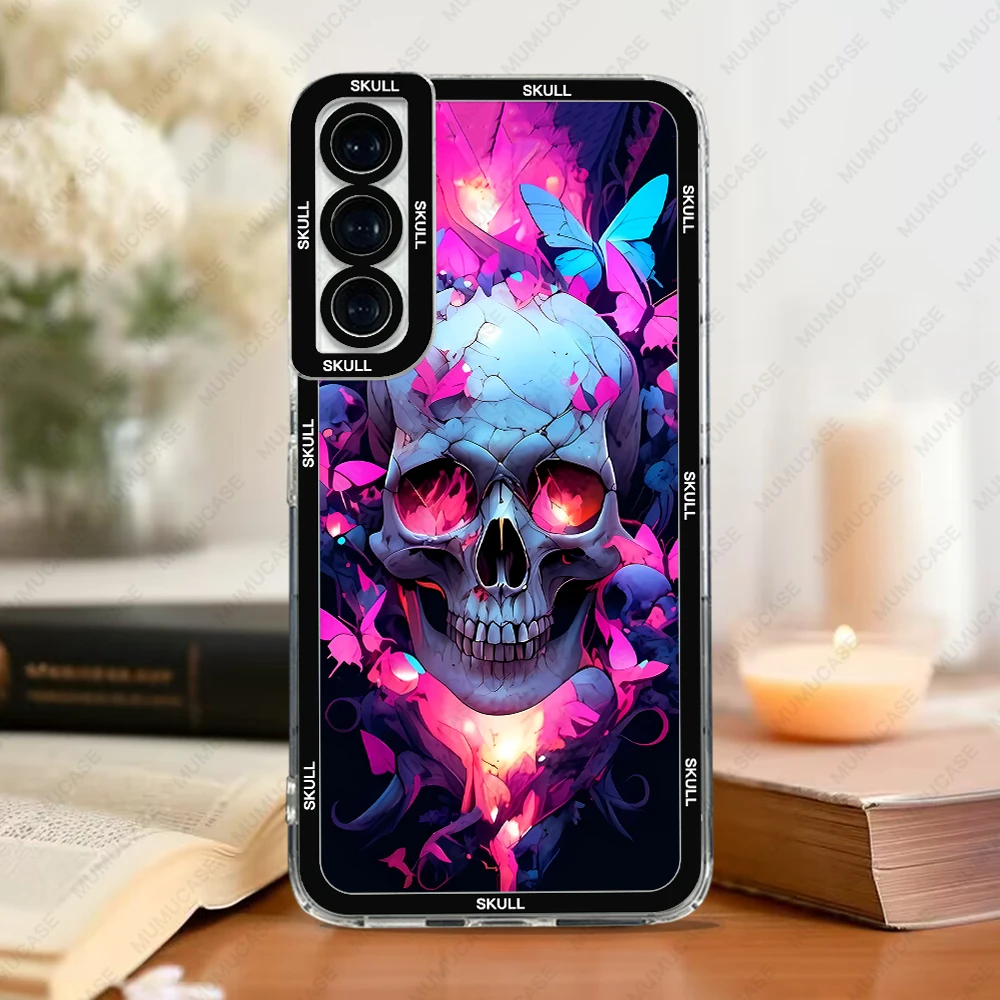 Case For Samsung Galaxy S20 S21 FE S22 S23 Ultra A13 A32 A33 A50 A52 A53 A73 A54 A14 Soft Cover Skull Rose Butterfly- S3cf5ad9ec4494e439298630b16e49bddr