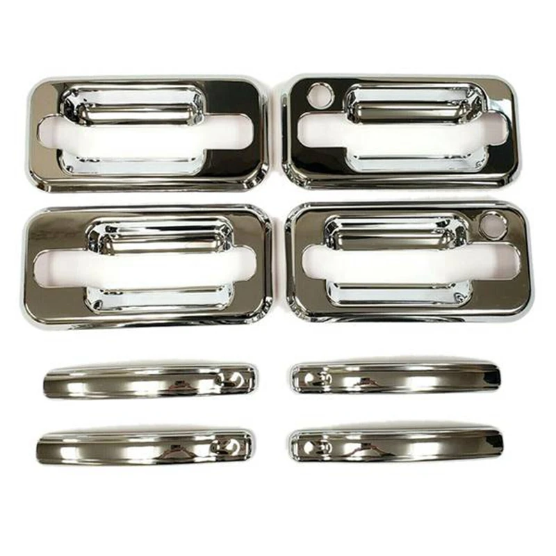 

1Set Front+Rear Chrome Door Handle Cover Without Passenger Key Hole Exterior Covers Fit For Hummer H2 SUV SUT 03-09