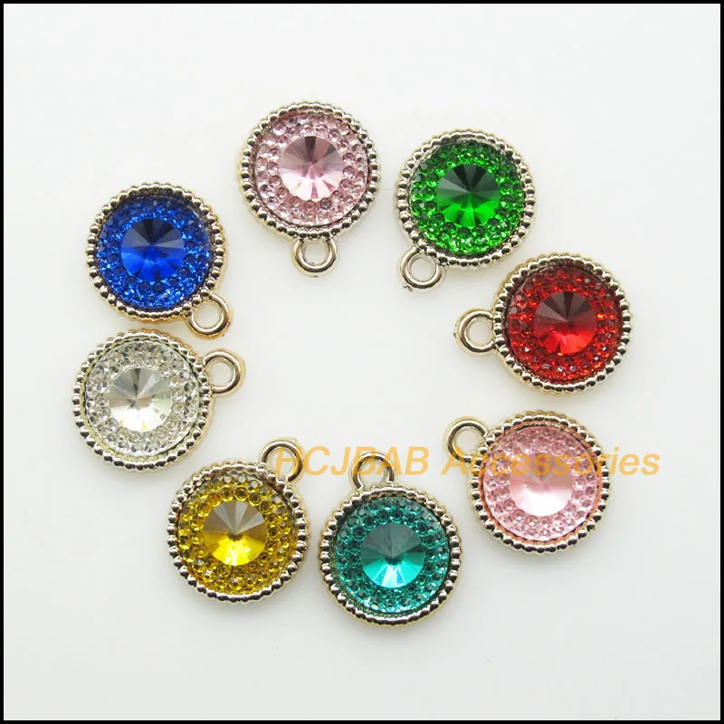 

16 New Mixed Resin Charms Retro KC Gold Plated Flower Round Pendants 15x19mm