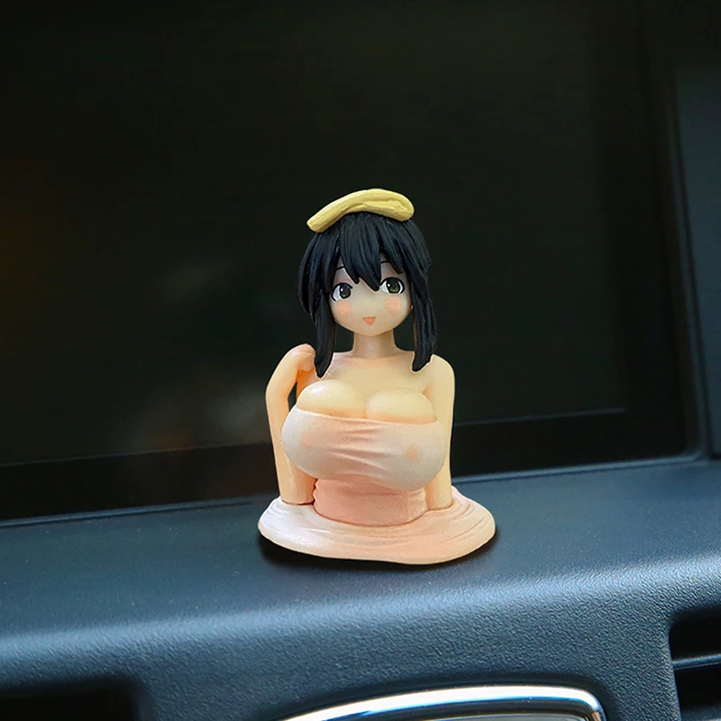 Chest Shaking Girl Ornaments Car Dashboard Bicycle Mini Decoration Crafts  Funny Posing Bobbleheads Dolls Modeling Anime Statue