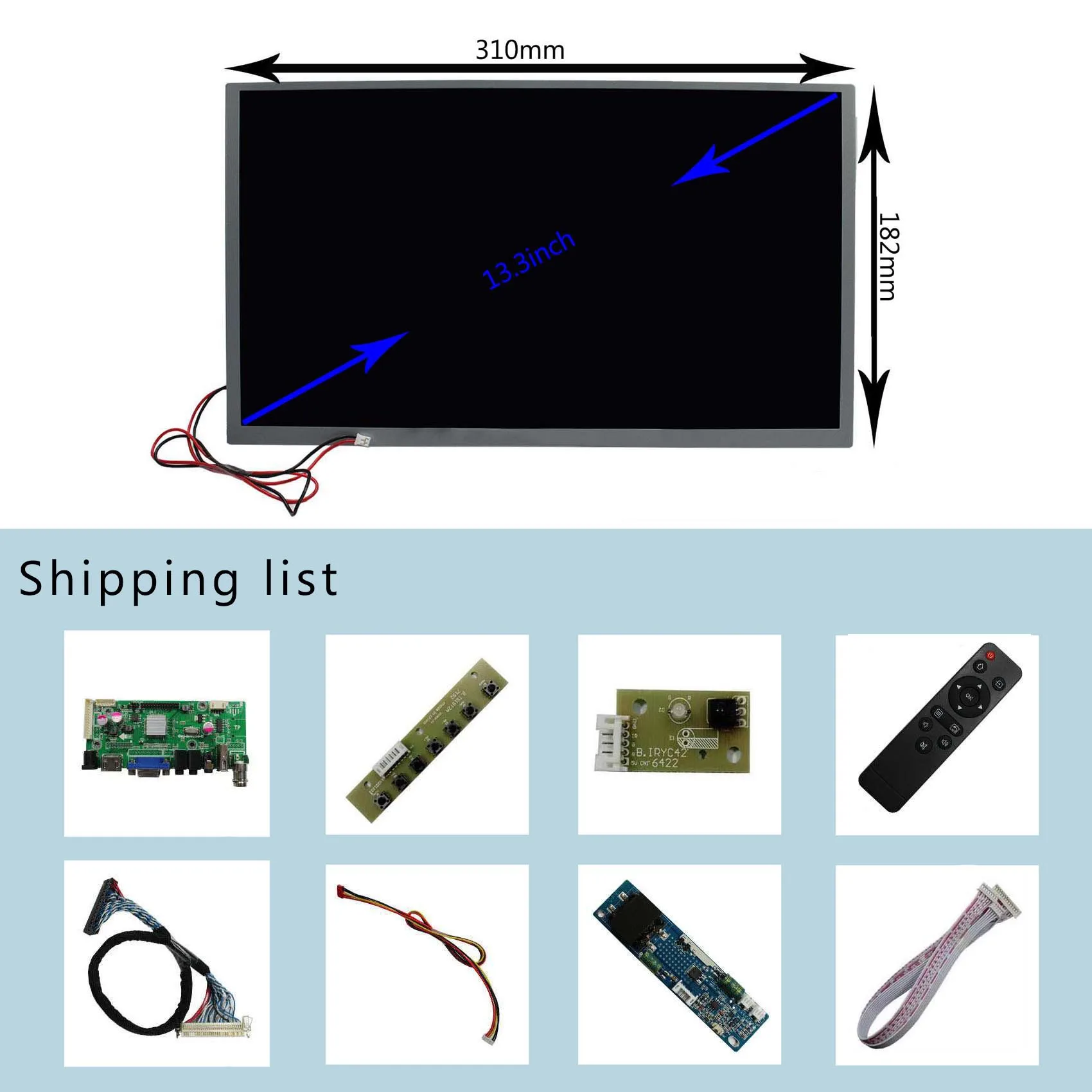 

HD MI VGA AV USB BNC LCD Controller Board 13.3" LQ133M1LW02 1000nit 1920X1080 LCD