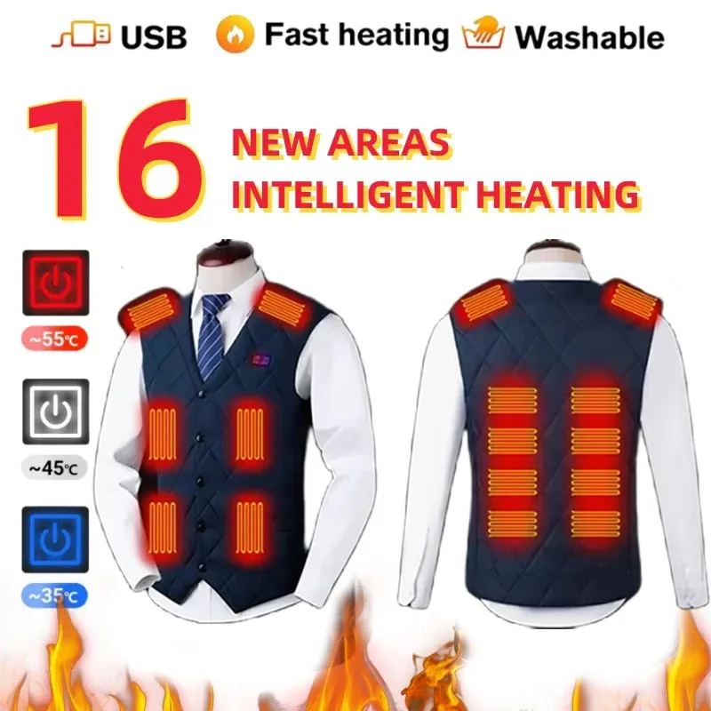 New 16 Heated Vest Zones Electic Heated Jacket Men Women Sporswear Coat Graphene Heat Coat Us8 Healing Jacket for Camping
