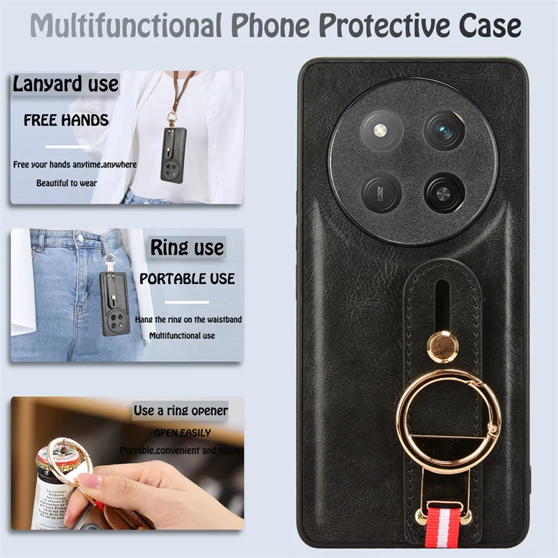 Luxury Leather Wristband Stand Case with Ring Opener