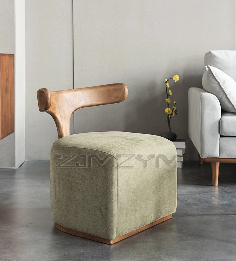 

Nordic Modern Designer Creative Solid Wood Leisure Leisure Backrest Shoe Changing Stool