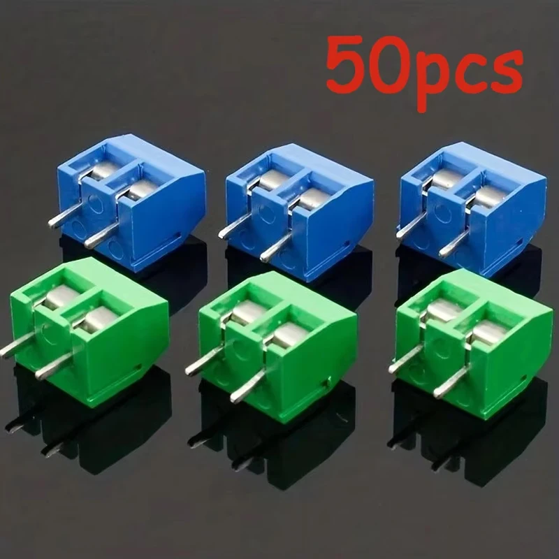 50-Piece PCB Terminal Block Connector Set KF301 5.0mm Pitch - 2-Pin and 3-Pin Screw Terminal Assortment