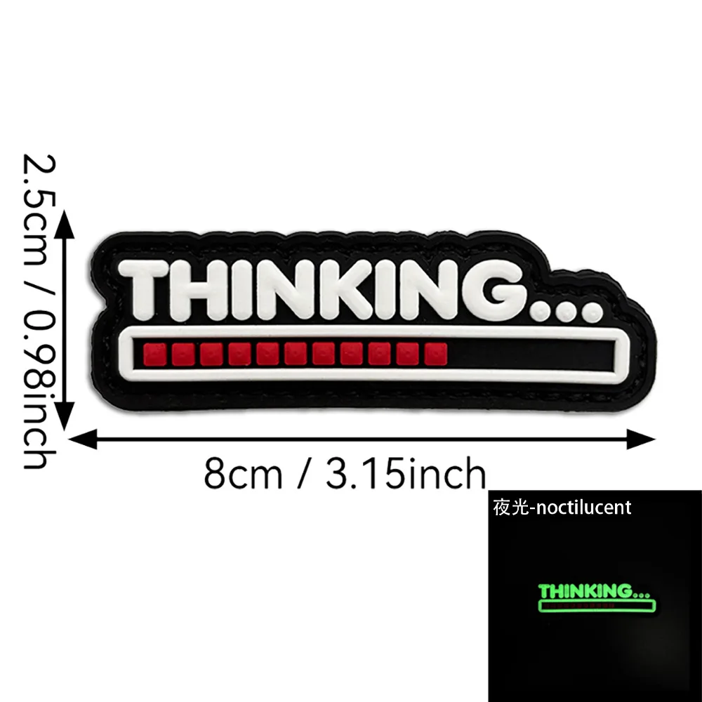 THINKING 프로그레스 바 모랄 챕터 PVC 패치 의류용 전술 군사 맞춤형 암밴드 후크 앤 루프 백팩 스티커