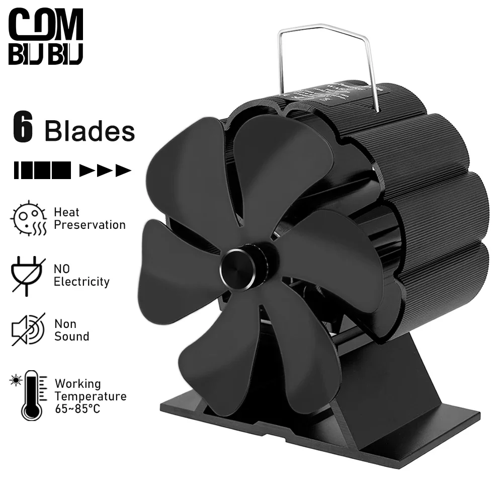 Mini Stove Fan 6 Blades Heat Powered Fireplace Fan Log Wood Burner Energy Saving Quiet Eco-fan Home Efficient Heat Distribution stove fan