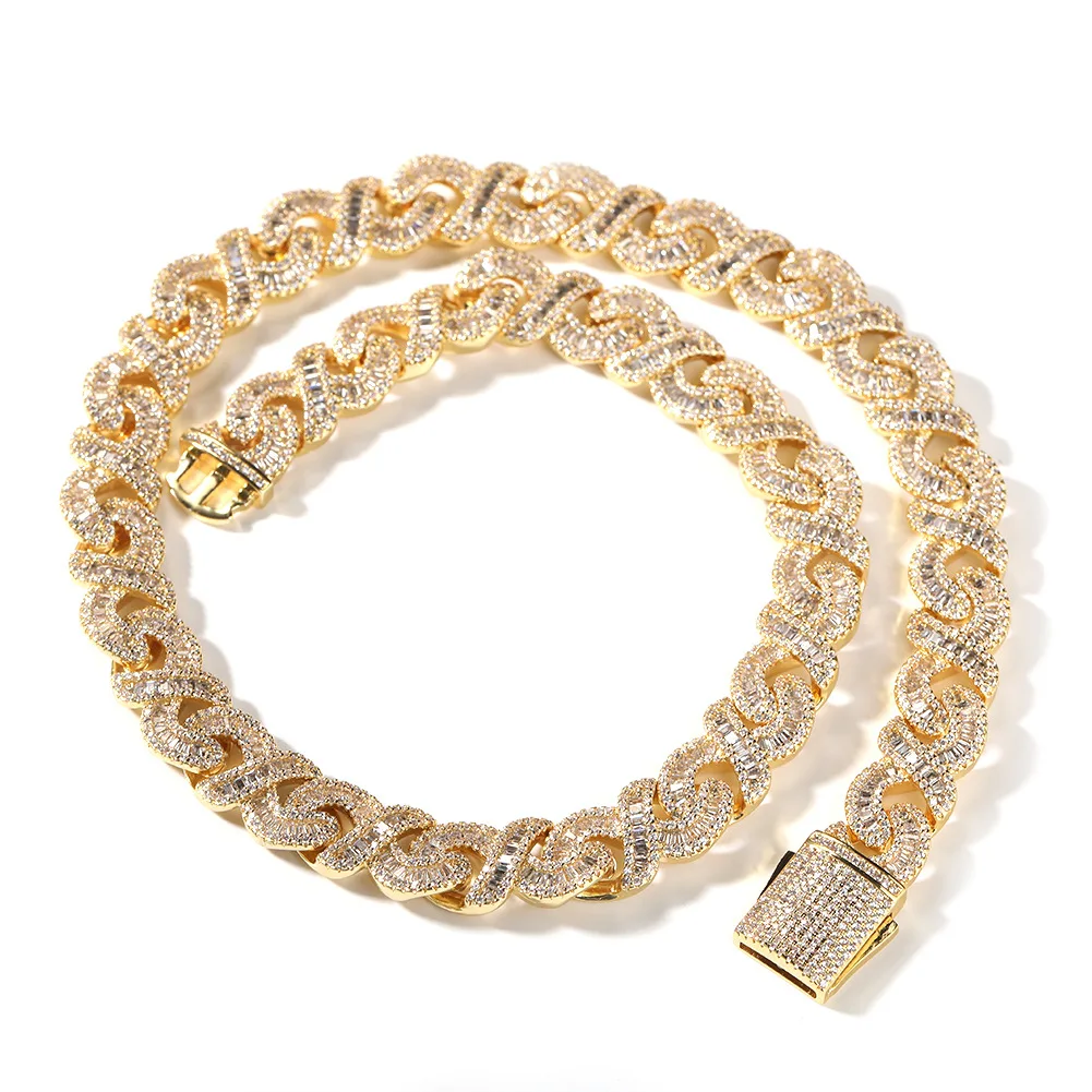 

12mm New Design T Infinite Chain Bling Iced Out Brass Chains Necklace Fashion Hip Hop Rap Jewelry BN130
