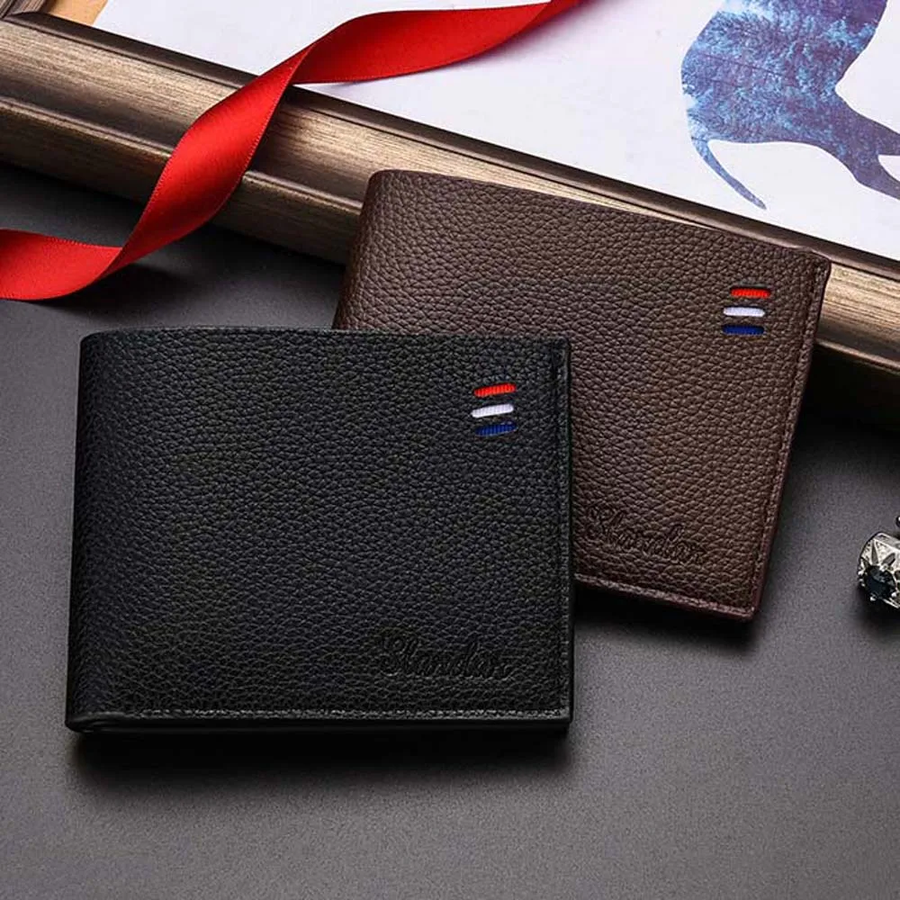 

ID Card Cover Men Wallet Vertical PU Leather Cash Clip Leather Coin Purse Black Ultra-thin Credit Card Bag Outdoor