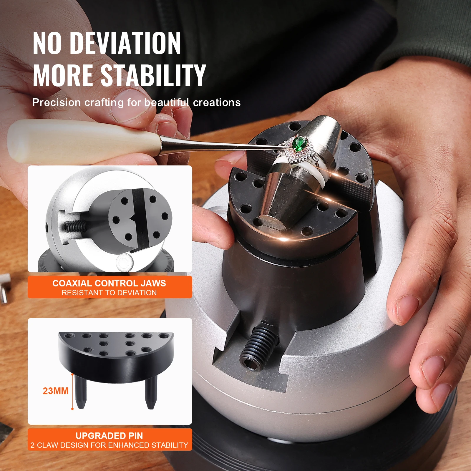 VEVOR 10Kg Full Set 5in Engraving Vise Standard Block Ball Inlaid Diamonds Jewelry Adjustable Setting Tool W/ 34Pcs Attachments 4