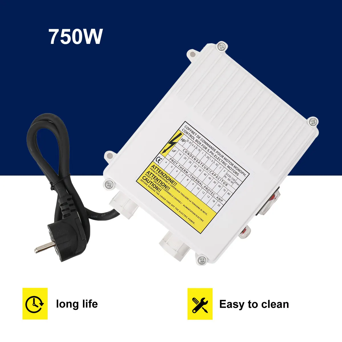 750 W 35 uf Pumpen-Steuerbox, integrierter Wärmeschutz-Leistungsschalter-Controller für Tiefbrunnen-Tauchsaugpumpen 8 A – Detail 16