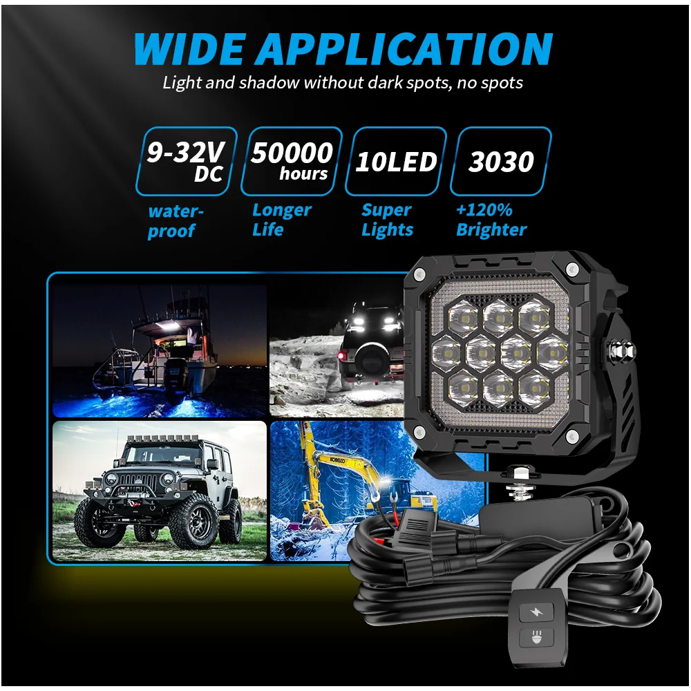4Inch Auxiliary Auto Fog Light Work Fog Light Long Range Led Light Bar for Moto