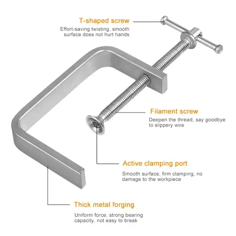JEUIHAU 8 Piece 3 Inch C-Clamp Set, Mini G-Clamps, Small C - View #2