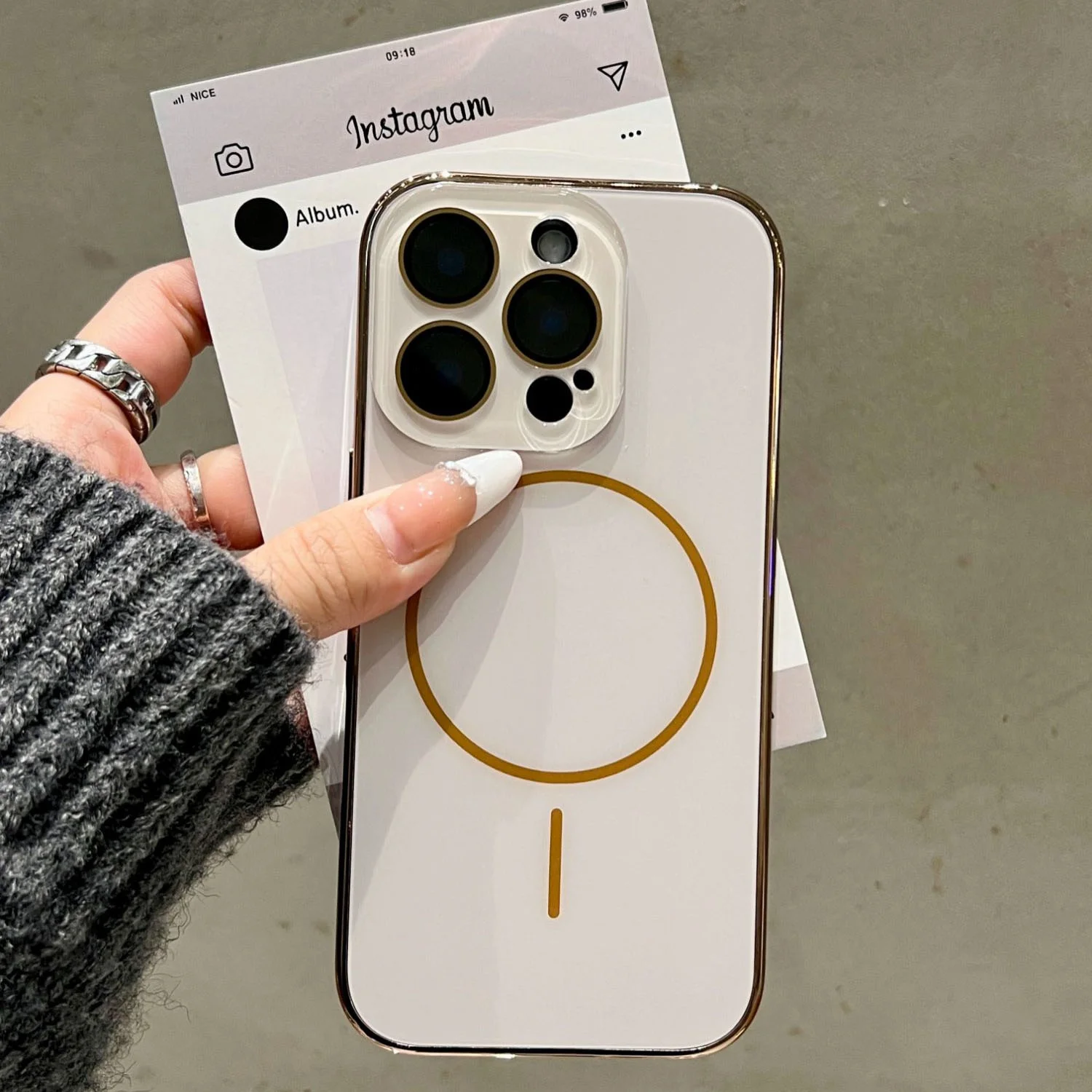 ลักซัวรี่ นาโน แมท For Magsafe Case for iPhone 16 15 14 Plus 13 12 11 Pro Max Wireless Charge Tempered Armor Cover 4