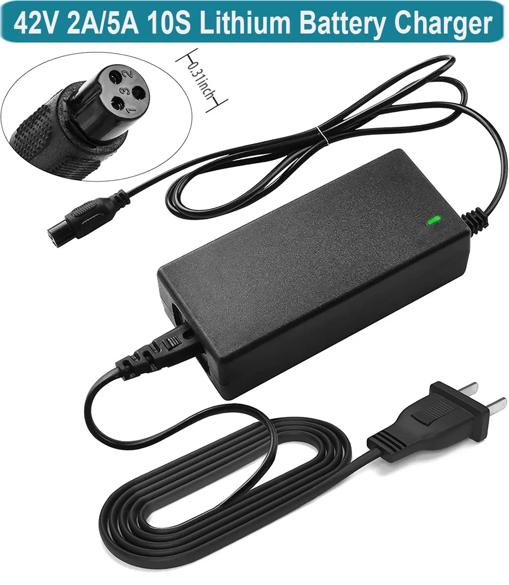 LKPower 42V 2A Battery Charger With 3-Prong Connector - Replacement For Sports Mod, Pocket Mod, Dirt Quad Power Adapter