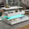 Lift Top Coffee Table, Coffee Tables with Storage for Living Room, Small Coffee Table with 2 Fabric Drawers & LED Light 1