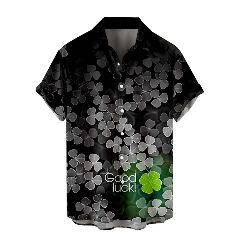 thumbnail image 1 of Camisa con estampado 3D completo del Día de San Patricio para hombre, camisas de playa con botones y sombrero verde, camisas casuales de manga corta para hombre, ropa, 1 of 5