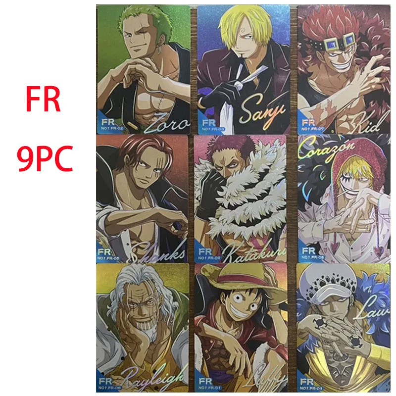 

Anime ONE PIECE Rare FR Refractive Flash Cards Luffy Zoro Sanji Rayleigh Law Toys for boys Collectible Cards Birthday Gifts