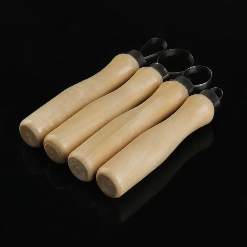 10PCS Wood Handle Wax Pottery Clay Sculpture Carving Tool Stainless Steel Flat Wire DIY Craft Set Wood Knife Polymer Clay Tools