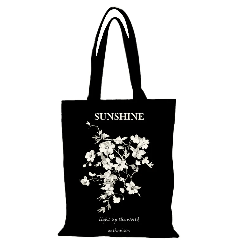 Personalisierte Tasche Mode Blumen Stofftaschen Falten Einkaufstasche Handtaschen Damen Handtasche Tote Eco Shopper Stoff Canvas Lady – Detail 9