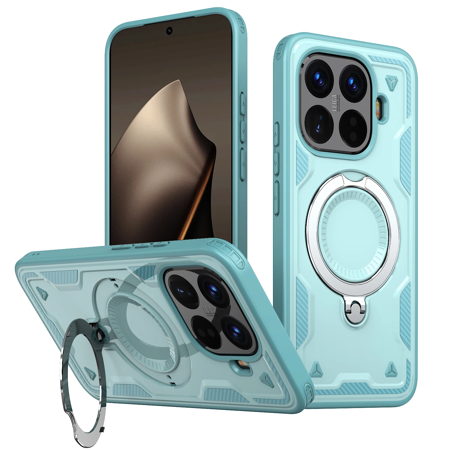 Luxury Magnetic Armor Case with Wireless Charging and Ring Stand Cover