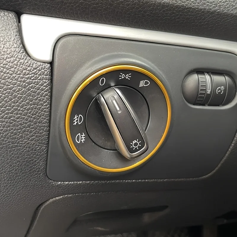Car Headlight Switch Decorative Frame Trim Ring Sticker Fit For Volkswagen VW Golf Jett MK5 MK6 Passat B6 B7 CC Touran Tiguan