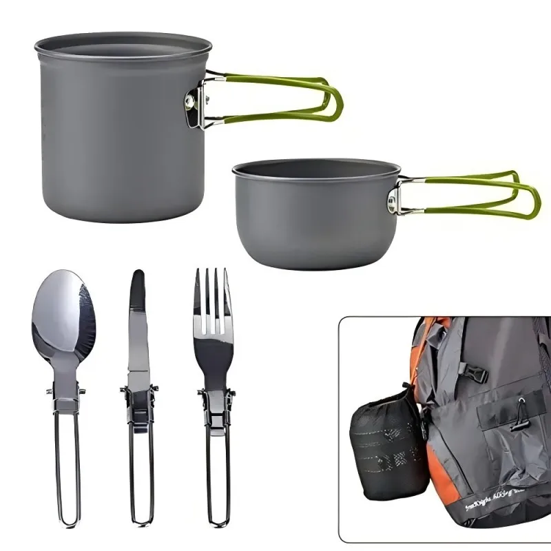 Outdoor Camping Cooking Kit Portable Backpacking Gear Easy Storage Pot Set