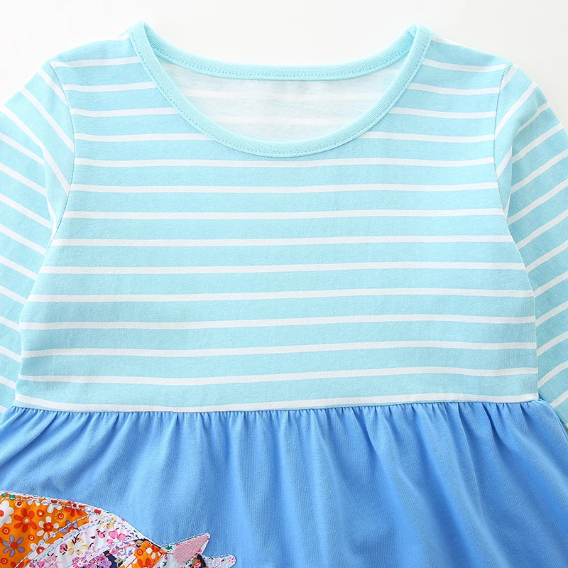 Kids Clothes 2025 Autumn Spring Children's Clothing Girls Long Sleeves Cartoon Flowers Casual Unicorn Dress Cotton