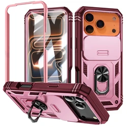 360° Rotating Military - Grade Armor Protection Phone Case with Camera Slide Cover - iPhone 18 Pro Max (Pink)