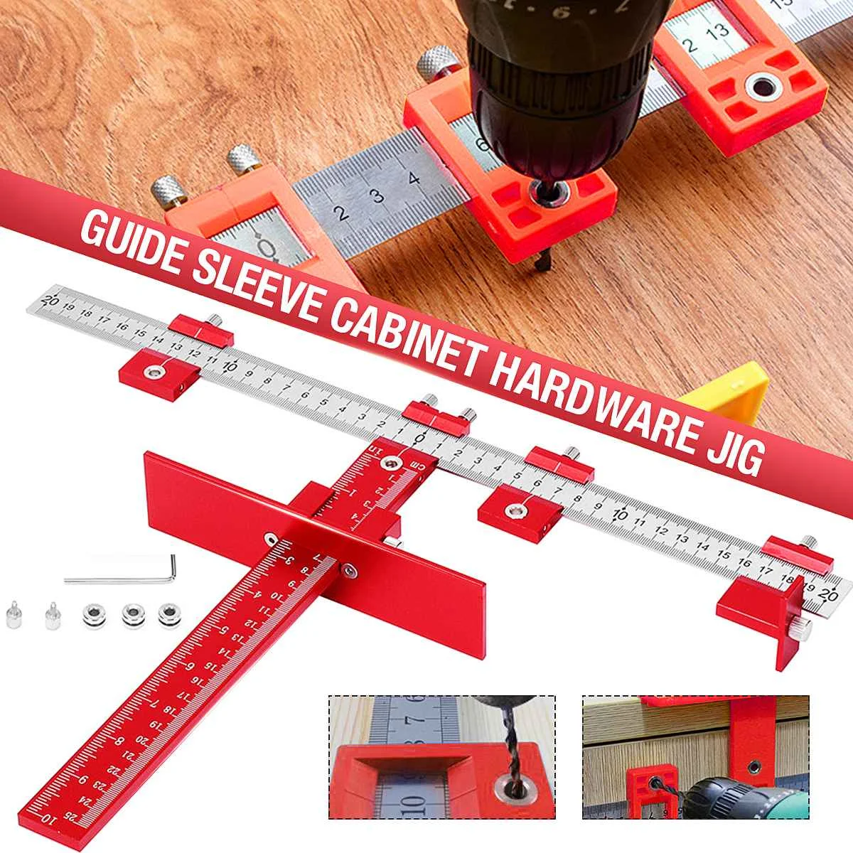 

Multifunctional Furniture Carpentry Punch Locator Drill Guide Ruler Woodworking Hole Locator Adjustable Drilling Positioner Tool