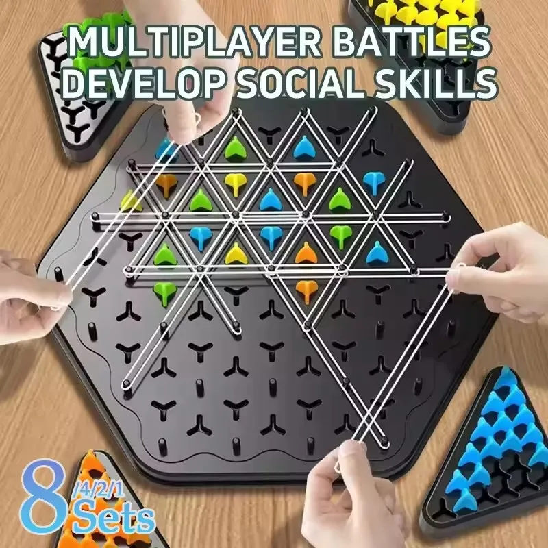 Geometry Chain Chess Puzzle Triangle Chess Game Rubber Band Training Family Interaction Exercise Thinking For Kids Gifts