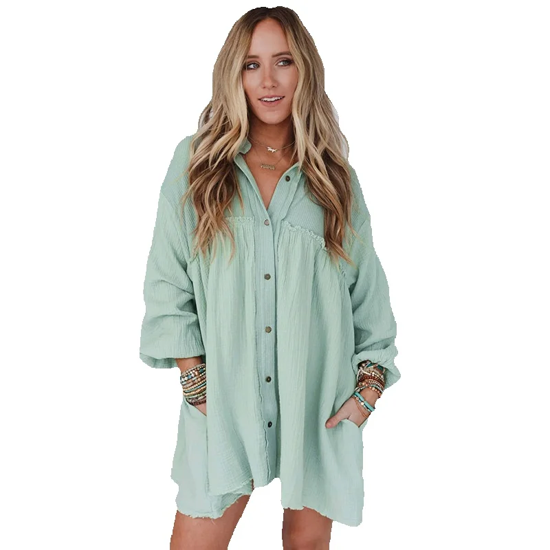 

2023 Early Autumn Thin Panel Pleated Long Sleeve Dress For Women's Casual Versatile High Waist Knee Length Short Skirt Women