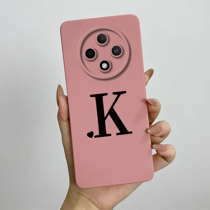 Cute Initial Letters Square Silicone Matte Shockproof Back Cover