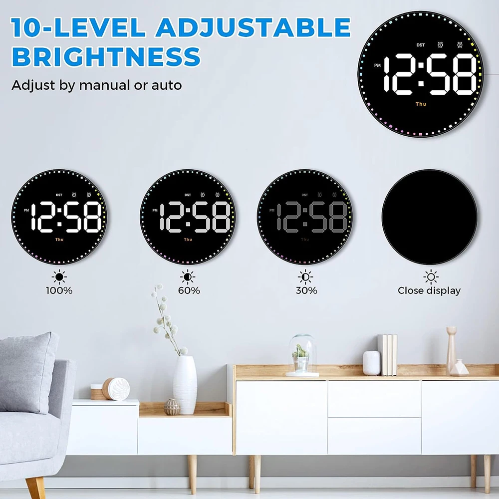 10-Inch Colorful LED Calendar Clock 4
