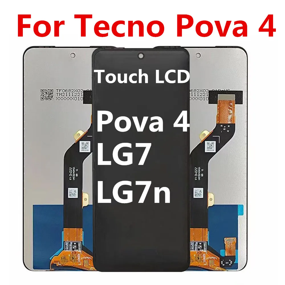 

Original Black 6.82 inch For Tecno Pova 4 Pova4 LG7 LG7n LCD Display Touch Screen Digitizer Assembly Replacement