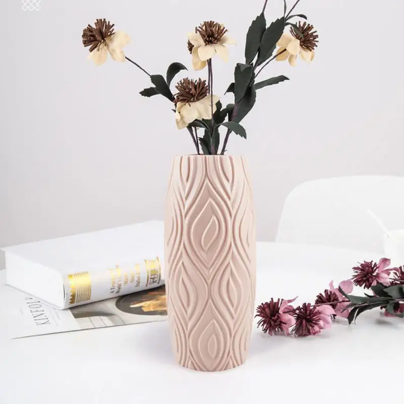 Nordic PP Flower Vase Plastic Vase Unbreakable Vases Home Decor European Imitation Rattan Pot Simplicity Basket Arrangement 2