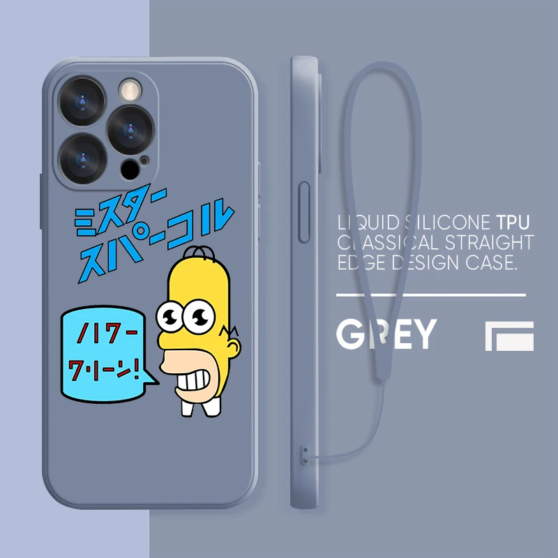 

The Cartoon Simpsons Case For Apple iPhone 14 13 12 11 Pro Max Plus Mini XS Max X XR 7 8 Liquid Rope Phone Cover Core Coque Capa